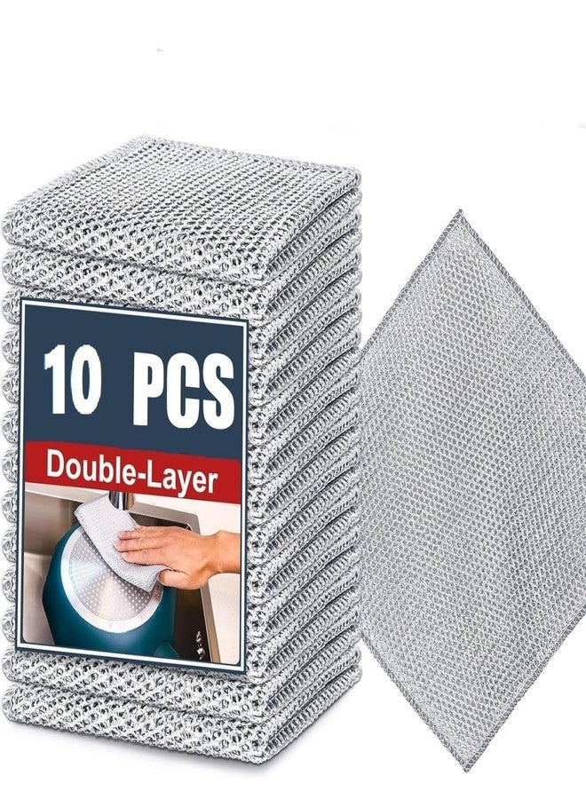 إبسلون قطعة قماش لغسل الأطباق من إبسيلون غير قابلة للخدش، قطعة قماش لغسل الأطباق من الأسلاك الفولاذية، قطع قماش سلكية لغسل الأطباق الرطبة والجافة، قطعة قماش سلكية غير قابلة للخدش لغسل الأطباق (10 قطع) - Image 1